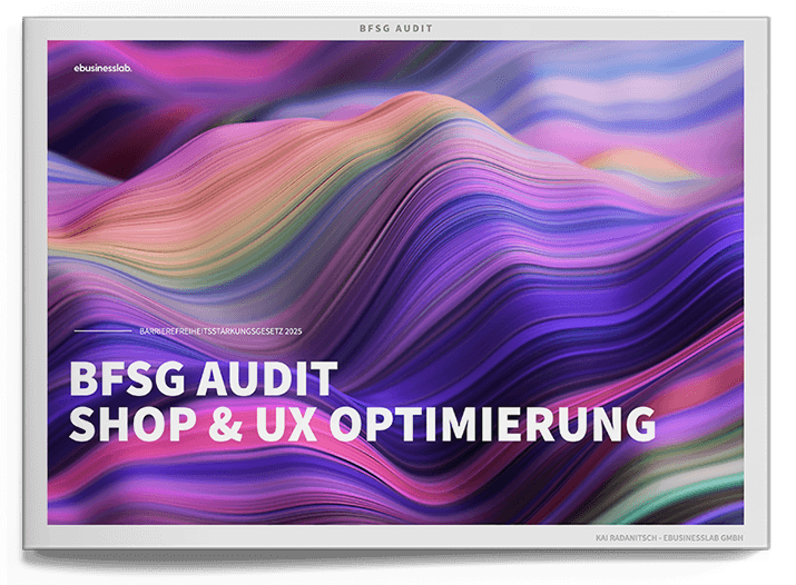 Cover BFSG Audit für Online Shops.